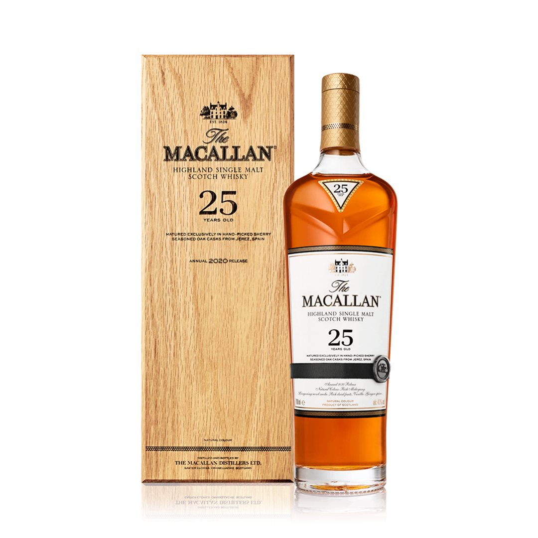 The MACALLAN ザ マッカラン 25年 ヴィンテージ 2021 シェリーオーク 700ml 木箱 専用袋 外箱