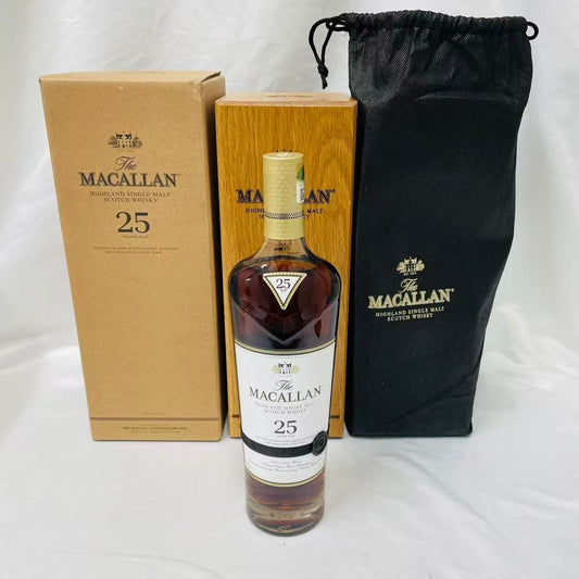 The MACALLAN ザ マッカラン 25年 ヴィンテージ 2021 シェリーオーク 700ml 木箱 専用袋 外箱