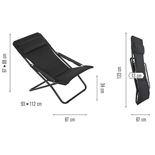 【大型商品】Lafuma ラフマ デッキチェア TRANSABED AIR COMFORT LFM2853-6135 ブラック フランス製